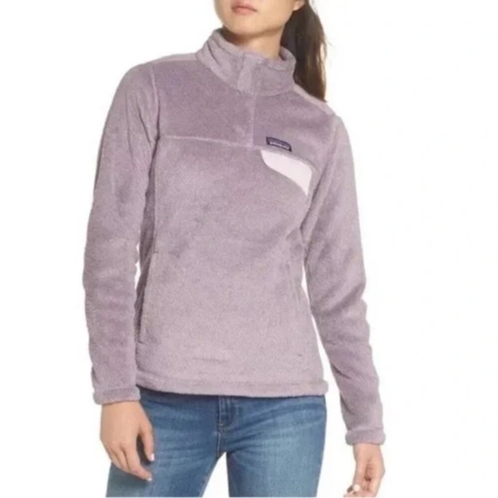 Patagonia Re-Tool‎ Snap-T Pullover Top Womens Medium Purple Sweatshirt Fleece .